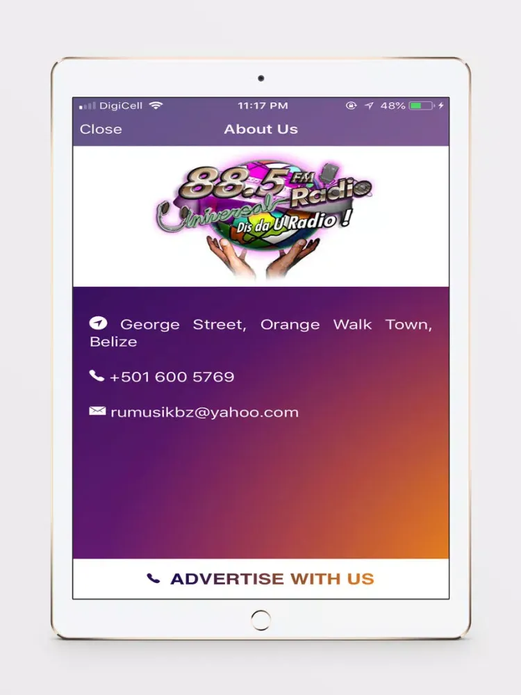 Universal Radio Belize iPad  스크린샷