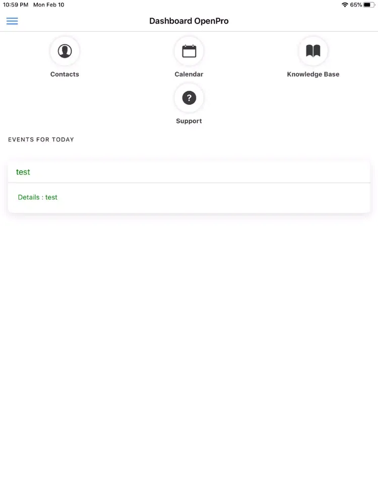 Zrzuty ekranu CRM OpenPro Customer Relations iPad 