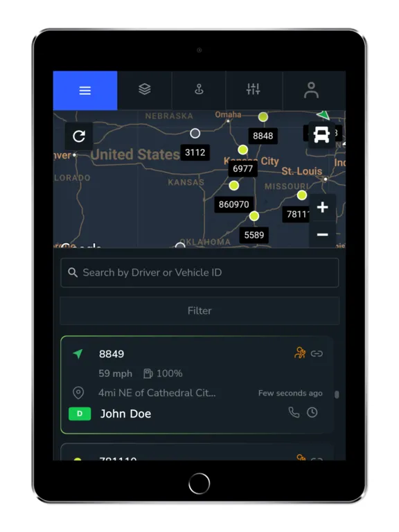 Optima ELD Fleet iPad  Screenshots