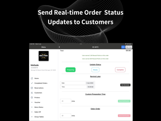 Tangkapan layar Order Update ORA iPad 