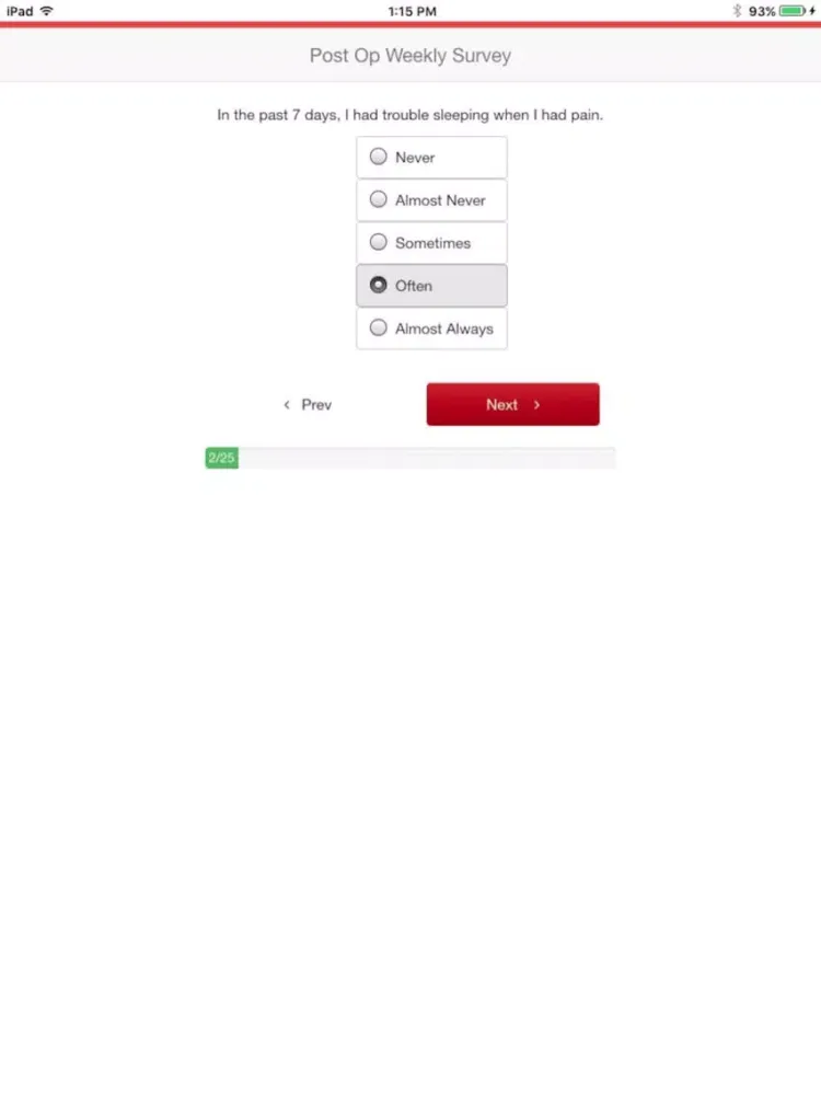 PROMIS Pain Report iPad  Ekran Görüntüleri