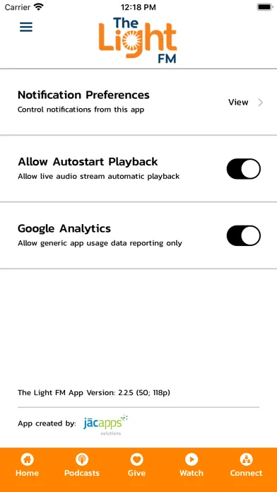 The Light FM App Screenshots