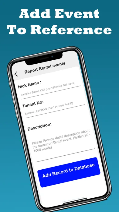 ภาพหน้าจอของ Rental Event Database