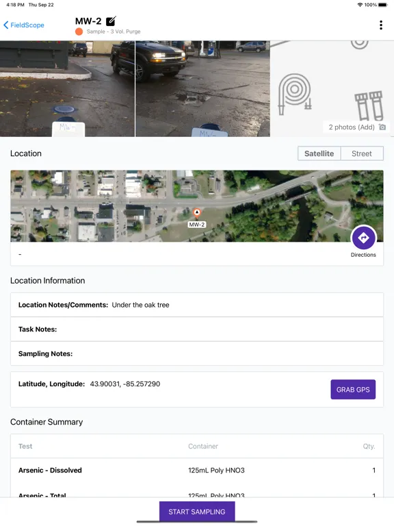 Zrzuty ekranu SampleServe Field App iPad