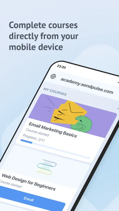 Zrzuty ekranu Education by SendPulse