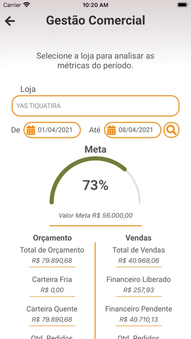 Capturas de tela do TWA Gestor Comercial