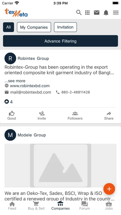 TexMeta: A Textile Biz Network Ekran Görüntüleri