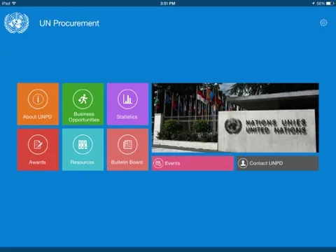 ภาพหน้าจอของ UN Procurement iPad 