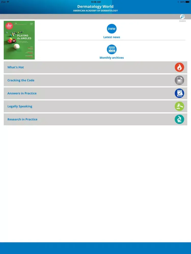 Captures d'écran de Dermatology World iPad 