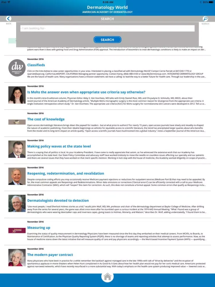 Captures d'écran de Dermatology World iPad 