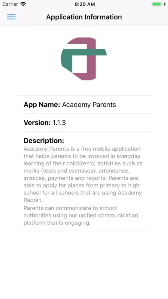 Tangkapan skrin Academy Parents