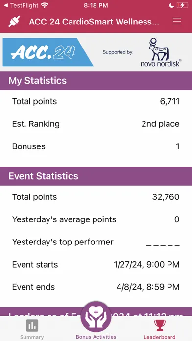 ACC.24 Wellness Challenge Screenshots