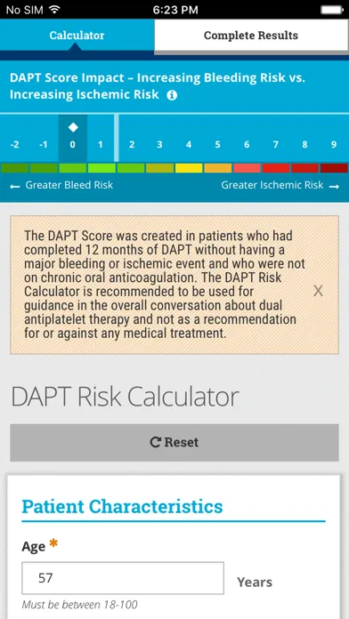 DAPT Risk Calculator Ekran Görüntüleri