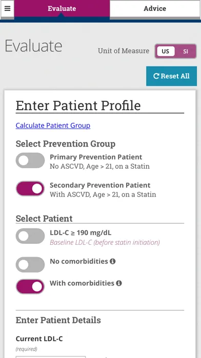 Capturas de tela do Lipid Manager