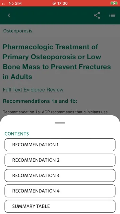 Ảnh chụp màn hình của ACP Clinical Guidelines