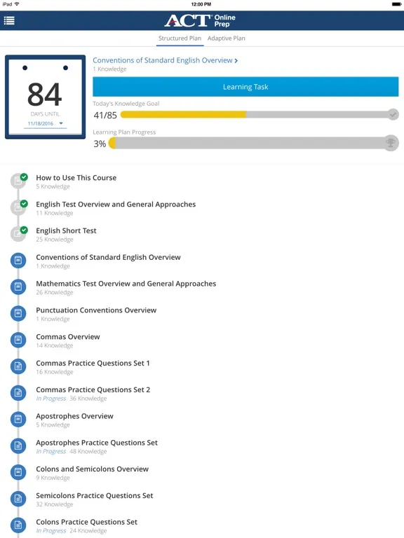 Capturas de tela do ACT Online Prep iPad 