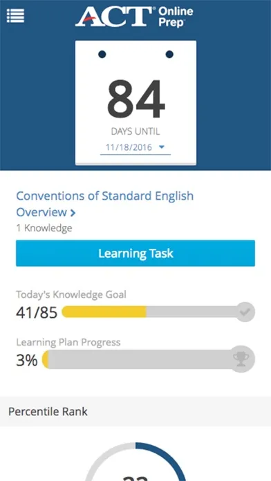Capturas de tela do ACT Online Prep