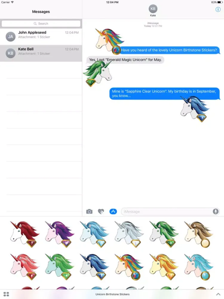 Capturas de pantalla de Unicorn Birthstone Stickers iPad 