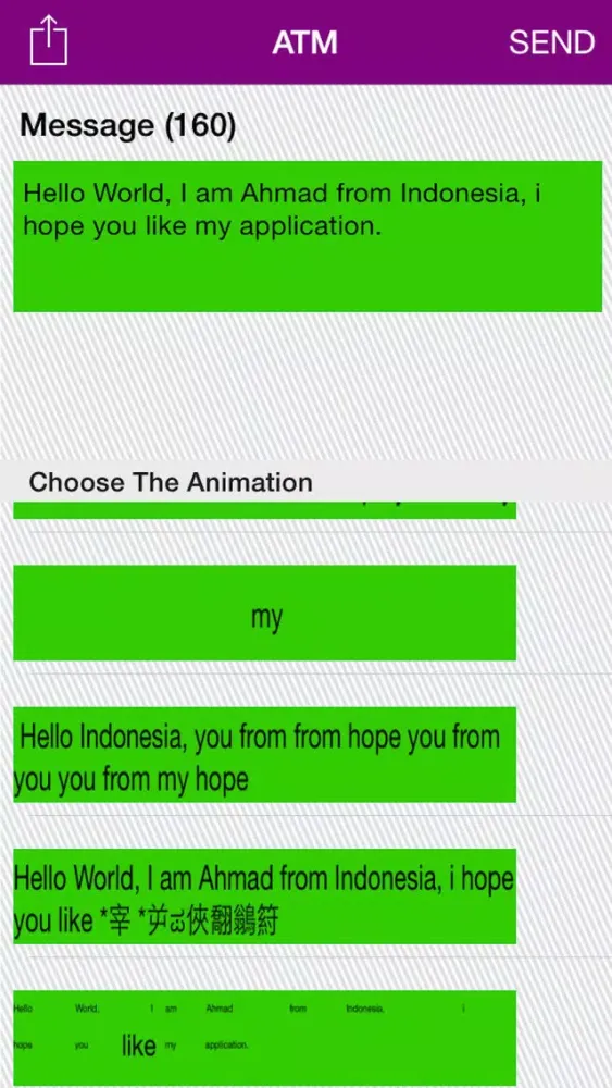 Animation Text Message 스크린샷