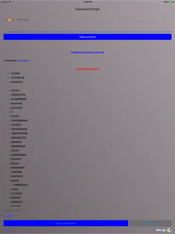 Ảnh chụp màn hình của Password strength calculator iPad 