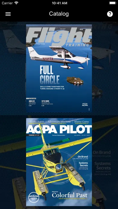 Capturas de tela do AOPA Mags