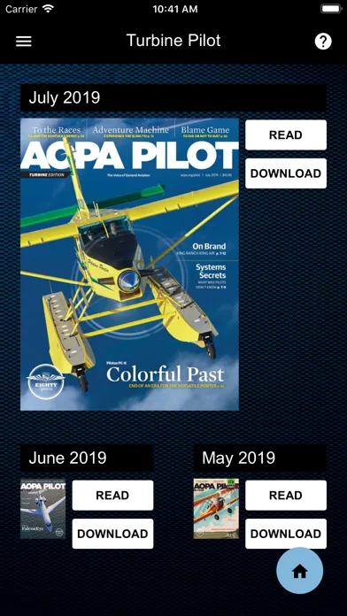Capturas de tela do AOPA Mags