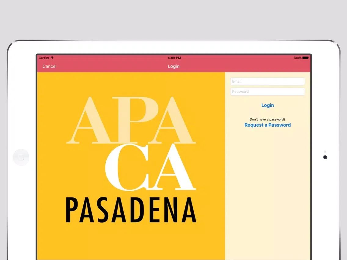 Zrzuty ekranu APA California 2016 Conference iPad 