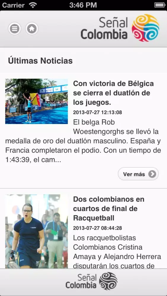Tangkapan layar Juegos Mundiales 2013 Señal Colombia