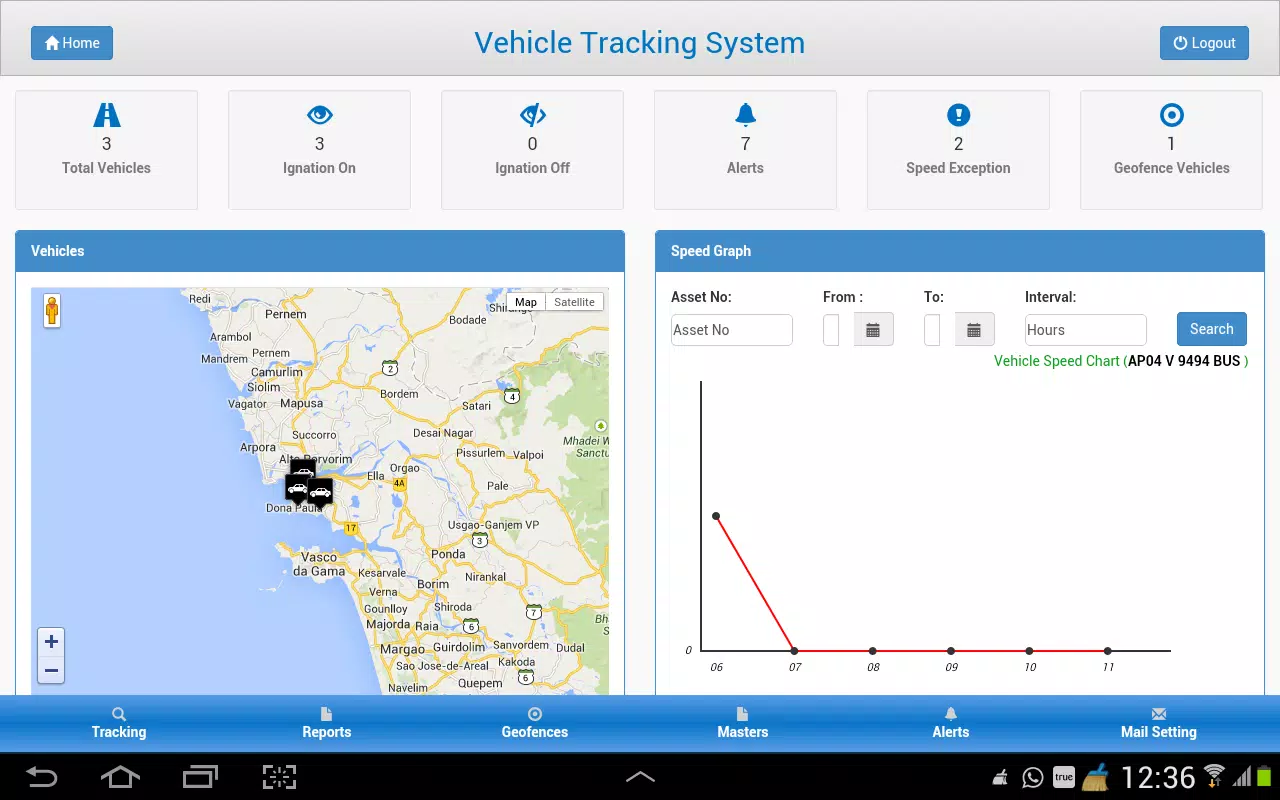 Ảnh chụp màn hình của vehicle tracking
