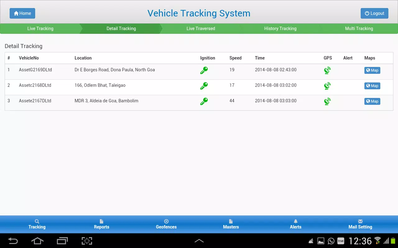 Ảnh chụp màn hình của vehicle tracking