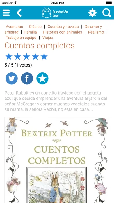 Ảnh chụp màn hình của Fundación Leer: recomendación de libros, actividades para niños sobre literatura infantil y juvenil