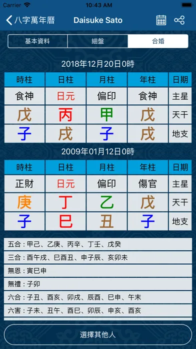 Zrzuty ekranu 八字萬年曆