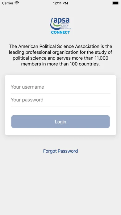 Ảnh chụp màn hình của APSA Connect