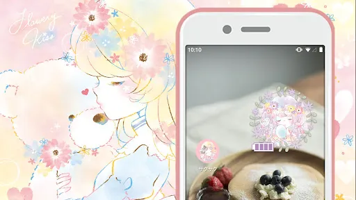 ภาพหน้าจอของ Battery widget Flowery Kiss