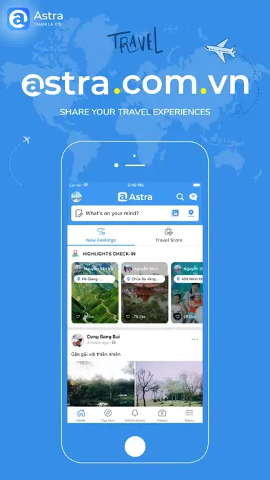 Tangkapan layar Astra - Mạng xã hội du lịch