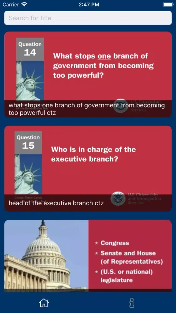 Captures d'écran de Aki U.S. Citizenship Test