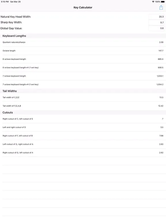 Скриншоты Keyboard Dimensions Calculator iPad 