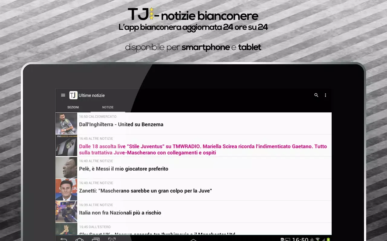 Capturas de tela do TJ - Notizie Bianconere