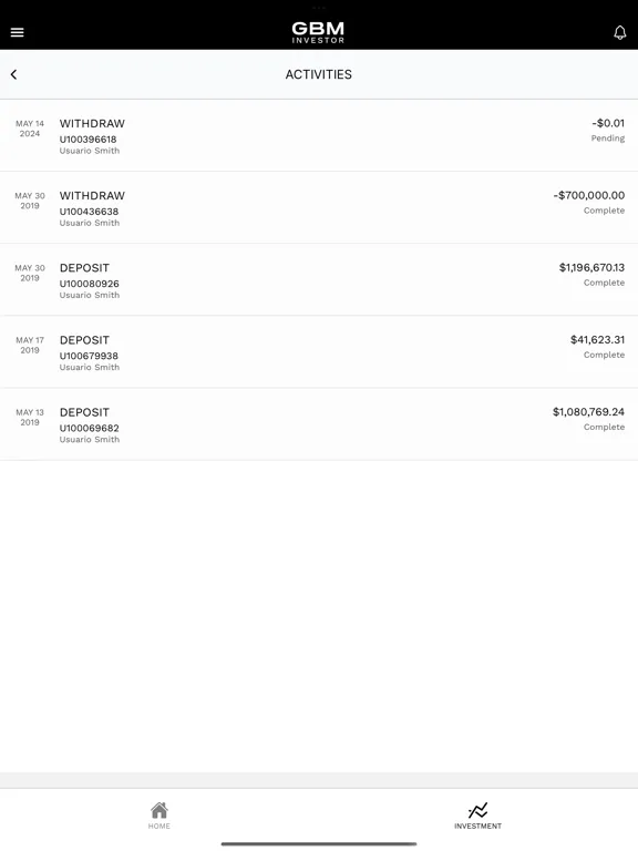 Screenshot di GBM Investor iPad 