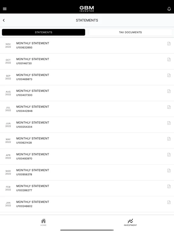 Screenshot di GBM Investor iPad 