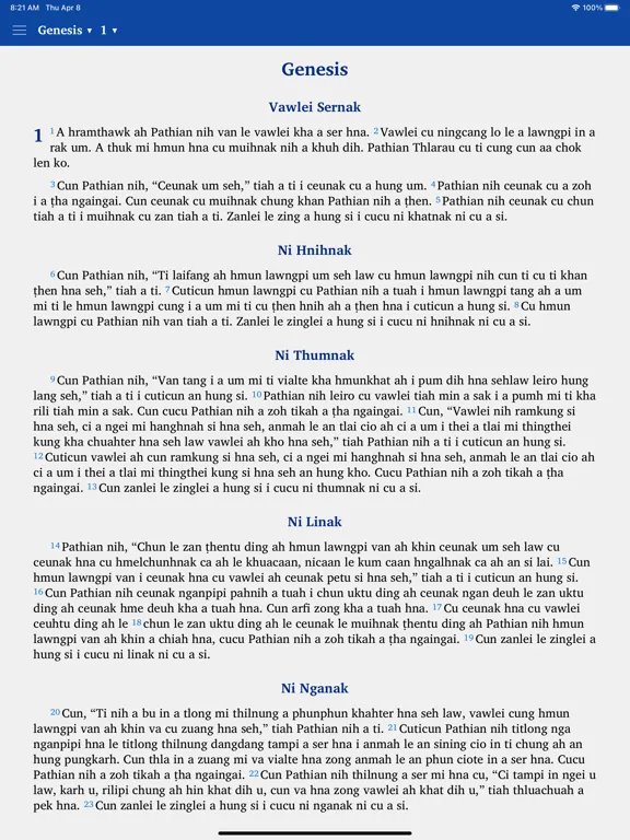 Ảnh chụp màn hình của Hakha Bible Thiang iPad 