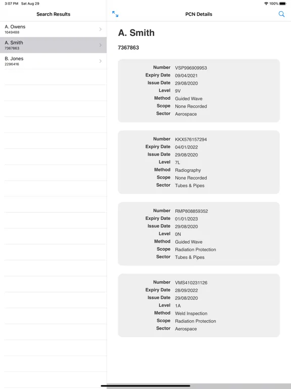 Zrzuty ekranu PCN Verifier iPad 