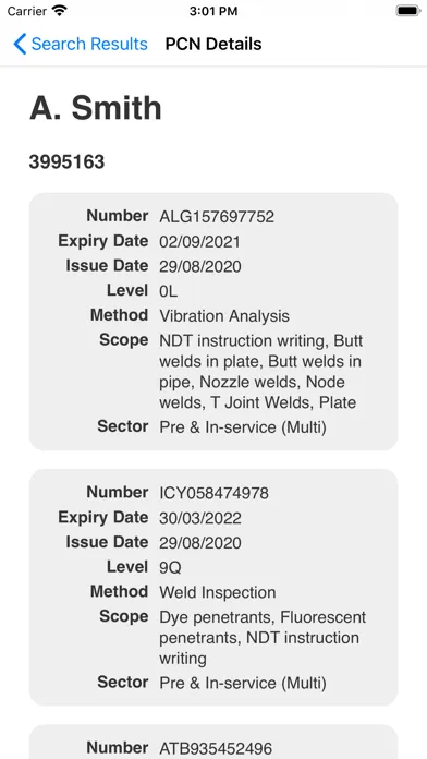 Zrzuty ekranu PCN Verifier