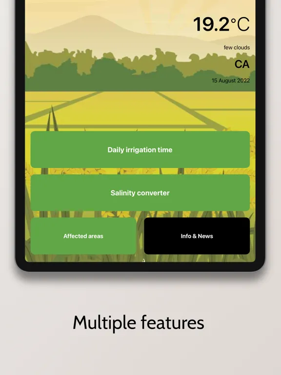 Capturas de tela do ICBA Irrigation App iPad 