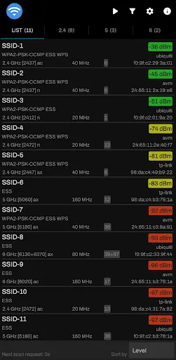 Capturas de pantalla de WLANScanner (open-source)