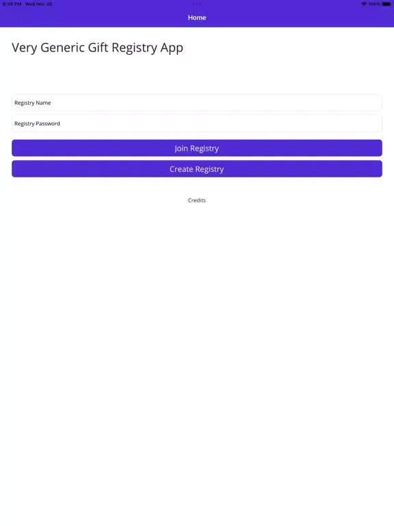 Very Generic Gift Registry iPad  Screenshots