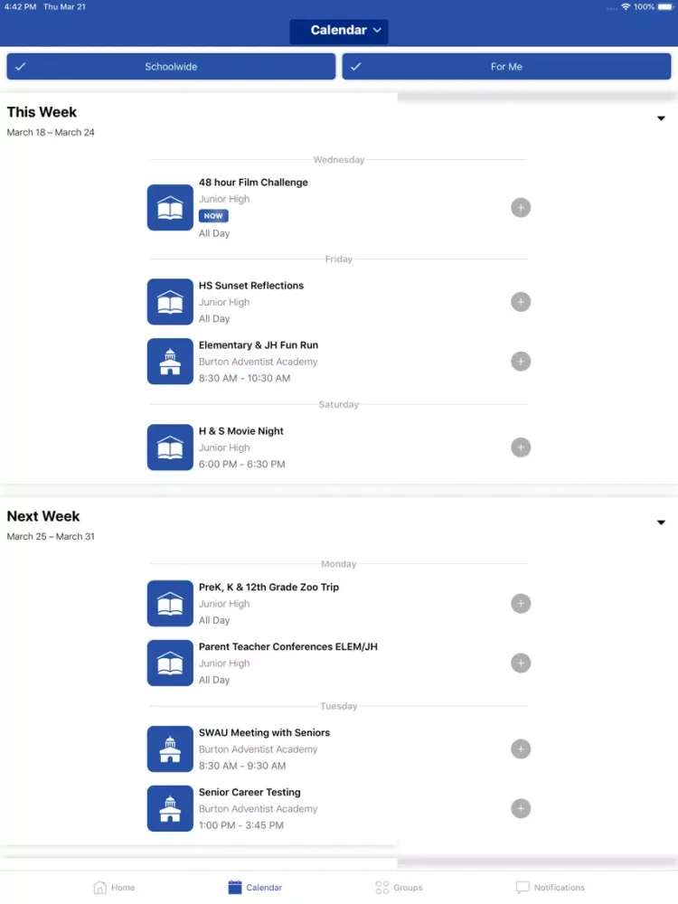 Burton Adventist Academy iPad  Screenshots