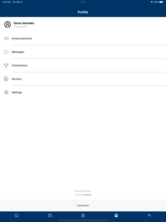 Tangkapan layar CalTravel Events iPad 