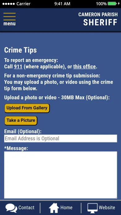 Screenshot di Cameron Parish Sheriffs Office