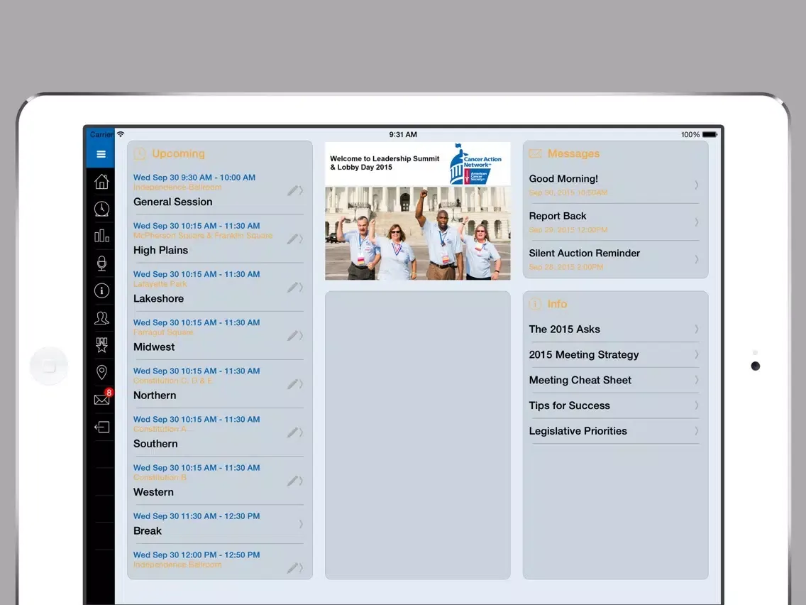 Capturas de tela do ACS CAN Meetings & Events iPad 